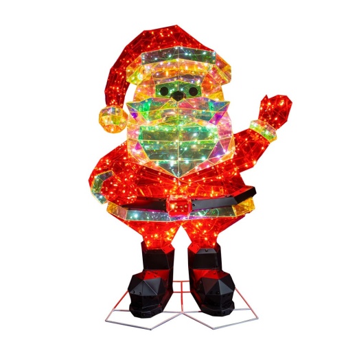 30" Pre-Lit Warm White Led Multifunction Holographic Santa