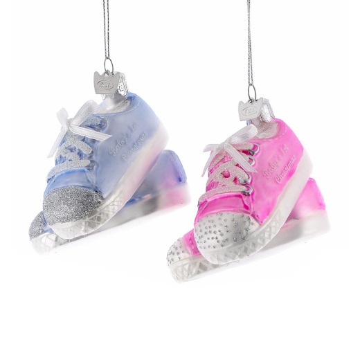 Noble Gems Baby Sneakers Glass Ornaments, 2 Assorted