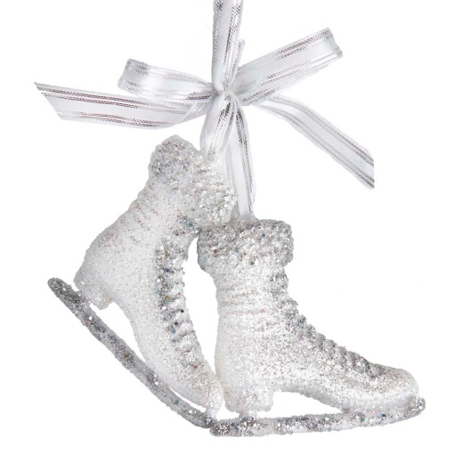 Silver Ice Skates with Glitter Ornament