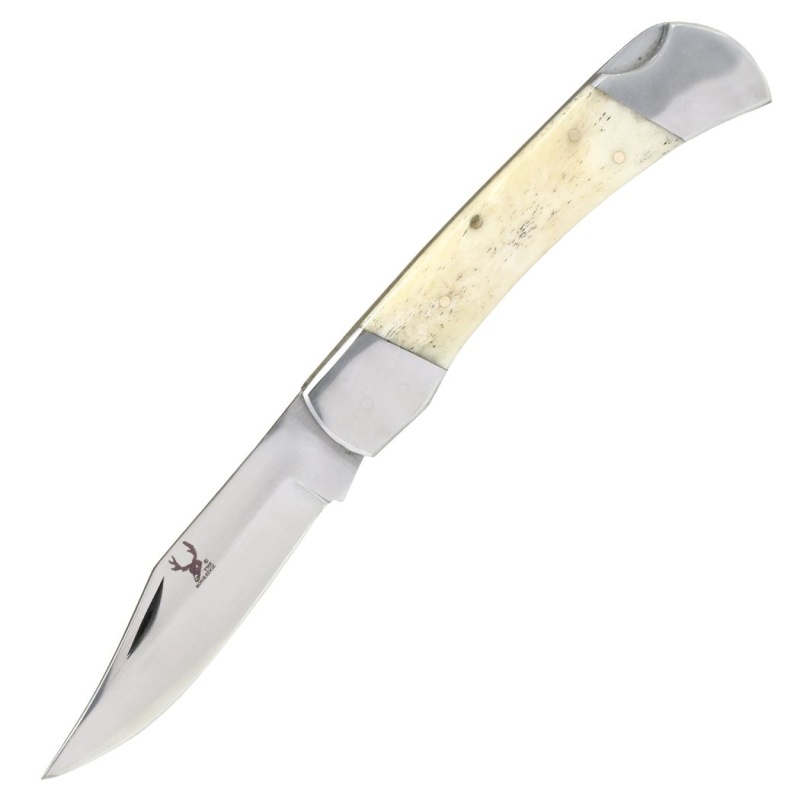 The Boneedge 7" Classic Folding Knife White Handle With Sheath Stainless Steel