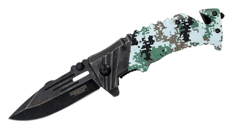 8" Defender Xtreme Spring Assisted Knife and Seat Belt Cutter