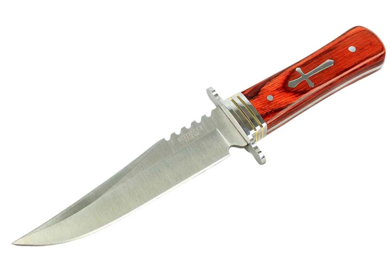 11" Defender Xtreme Hunting Knife Full Tang Stainless Steel Blade With Wood Handle