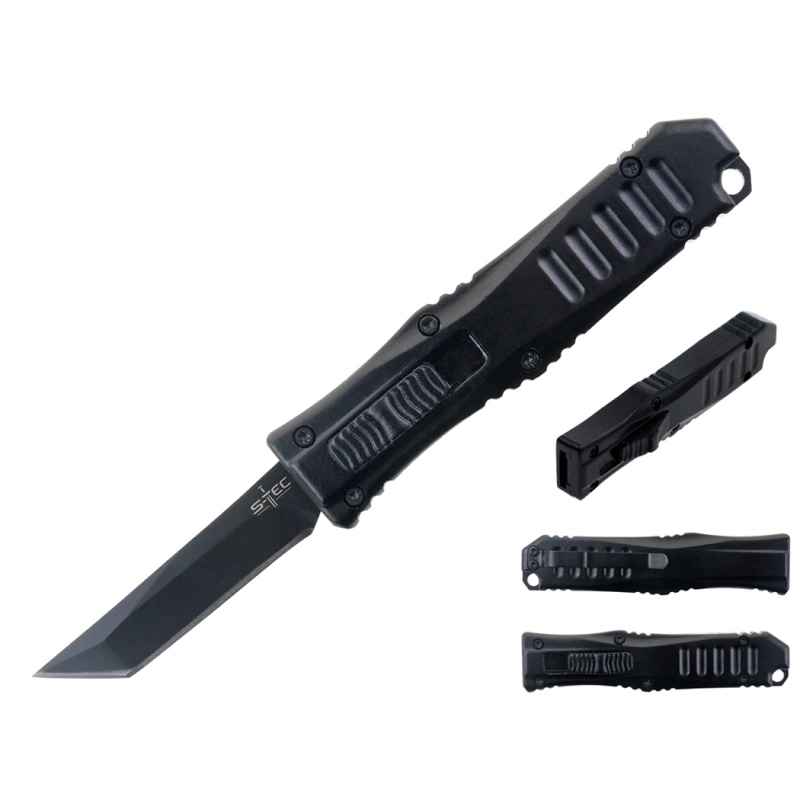 Defender 5.25" Assisted Knife With Black Anodized Aluminum Handle & Black Blade