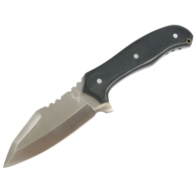 Theboneedge Stainless Steel Hunting Knife Ridges On Blade All Black Handle
