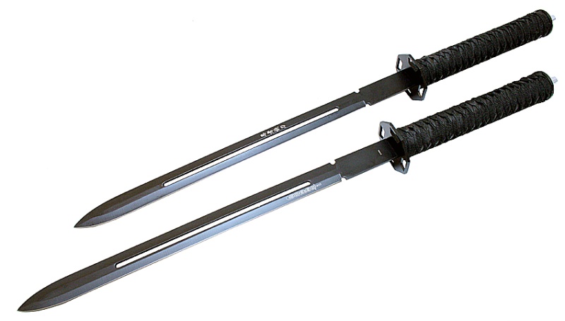 24" 2Pc Sharp Ninja Black Sword With Sheath