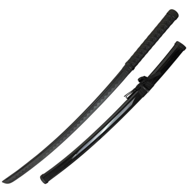 Dispatch 41.7" Black Samurai Katana Sword With Plastic Blade & Rope-Wrapped Plastic Handle