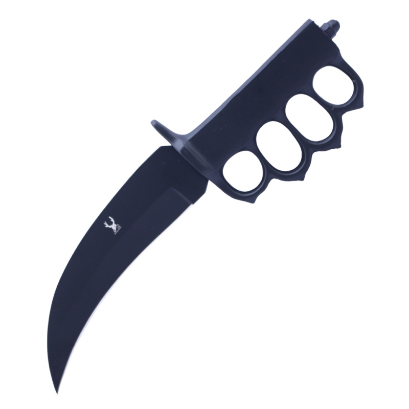 Theboneedge 11.5" Black Blade Black Coated Handle Trench Knife With Sheath