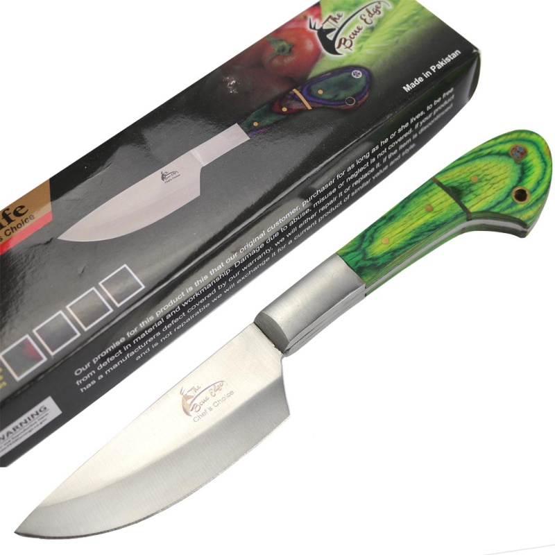 Theboneedge 9" Chef's Kitchen Knife Green Packawood Handle Stainless Steel Blade