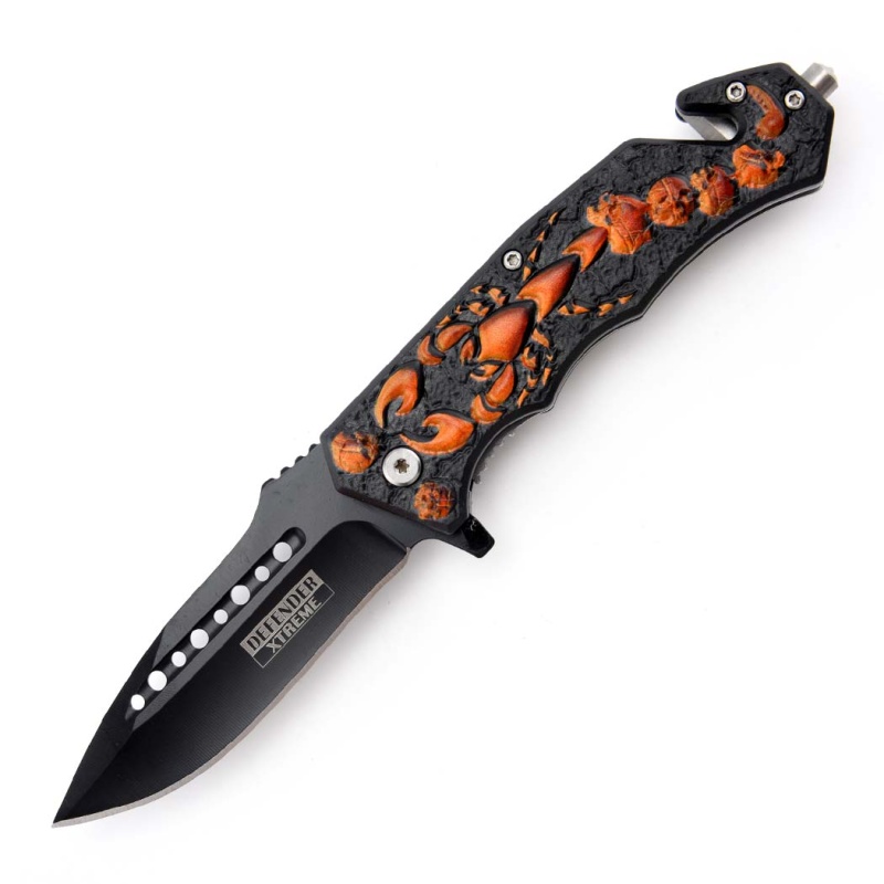 Defender-Xtreme 8.5" Scorpion Design Folding Knife
