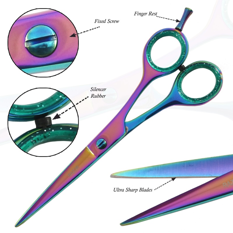 Multi Color Professional Hair Cutting Razor Edge Barber Scissors 6.5"