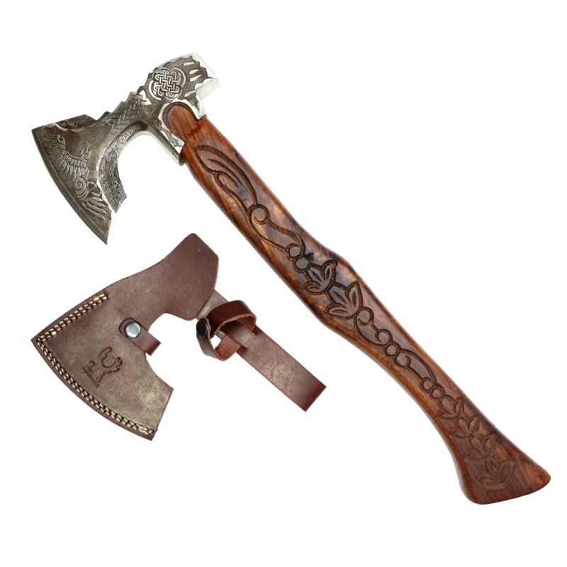 23" Steel Etching Blade Hunting Axe with Wood Handle