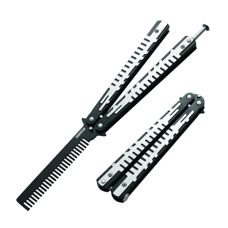 Dispatch 5.4" Black/Silver Comb Style Balisong Trainer
