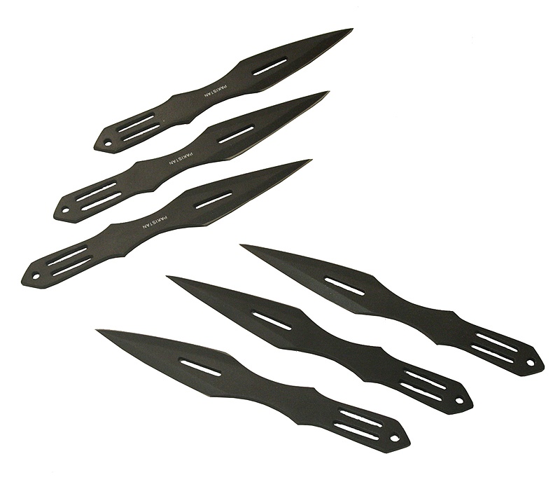6 Pc Black Color Throwing Knife Set