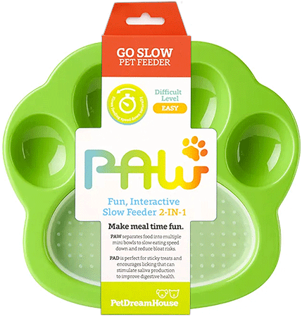 Petdreamhouse Paw Mini 2-In-1 Slow Feeder & Lick Pad Green