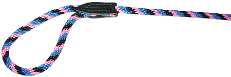 Leather Brothers British Rope Slip Lead 6' Black/Blue/Hot Pink