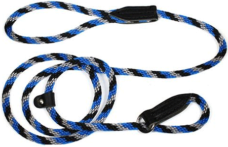 British Rope Slip Lead 6' Black/Blue/Silver