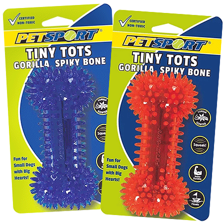 PETSPORT Tiny Tots Gorilla Spiky Bone 4.5" - Fun and Interactive Dog Chew Toy for Small Breeds