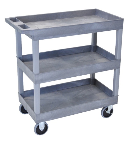 18 X 32 Heavy Duty Gray Tub Cart with 3 Shelves - EC111HD-G