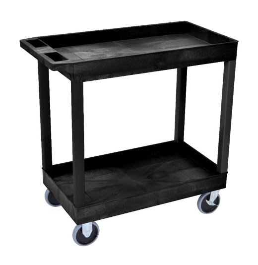18 X 32 Heavy Duty Black Tub Cart 2 Shelves Model Ec11hd-b