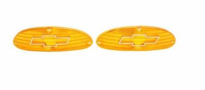 Park Light Lens With Chrome Bowtie for 1955 Chevy Passenger Bel Air, Delray, Nomad, Wagon, 210, 150 Models