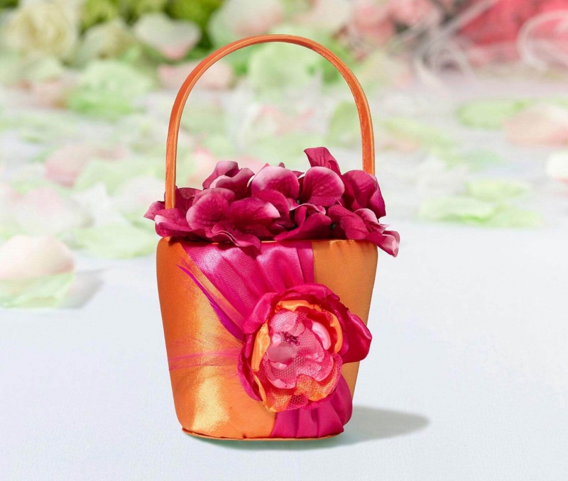 Hot Pink & Orange Flower Girl Basket