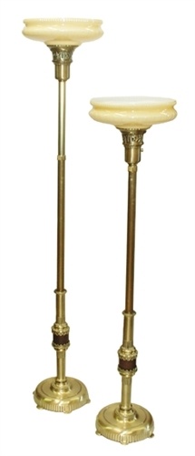Telescopic Torchiere Lamp - Adjustable Height with CBD-5 Nugold Shades