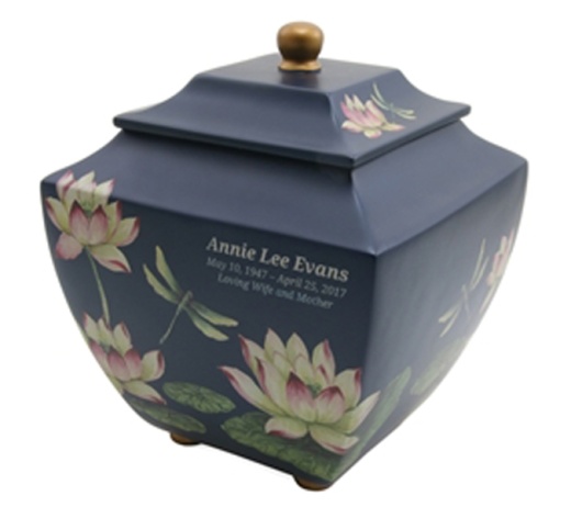Floral Hand Painted Dragonflies Urn