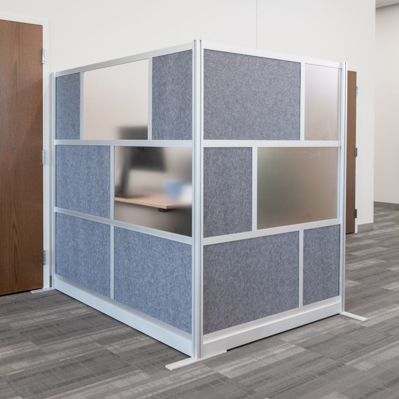 Modular Room Divider Wall System - 53" X 70" Add-On Wall - Silver Frame