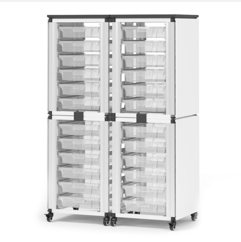 Modular Classroom Storage Cabinet - 4 Stacked Modules With 24 Small Bins