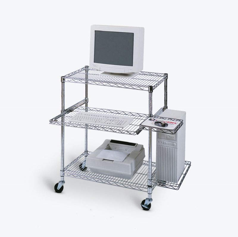 Adjustable Wire Mobile Workstation - Pullout Tray