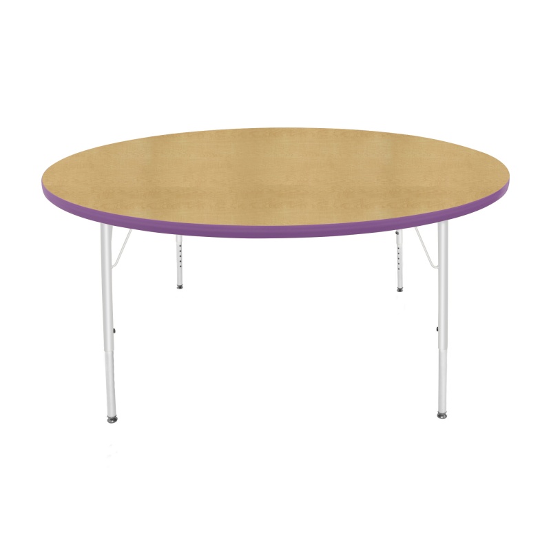60" Round Table - Top Color: Maple, Edge Color: Purple