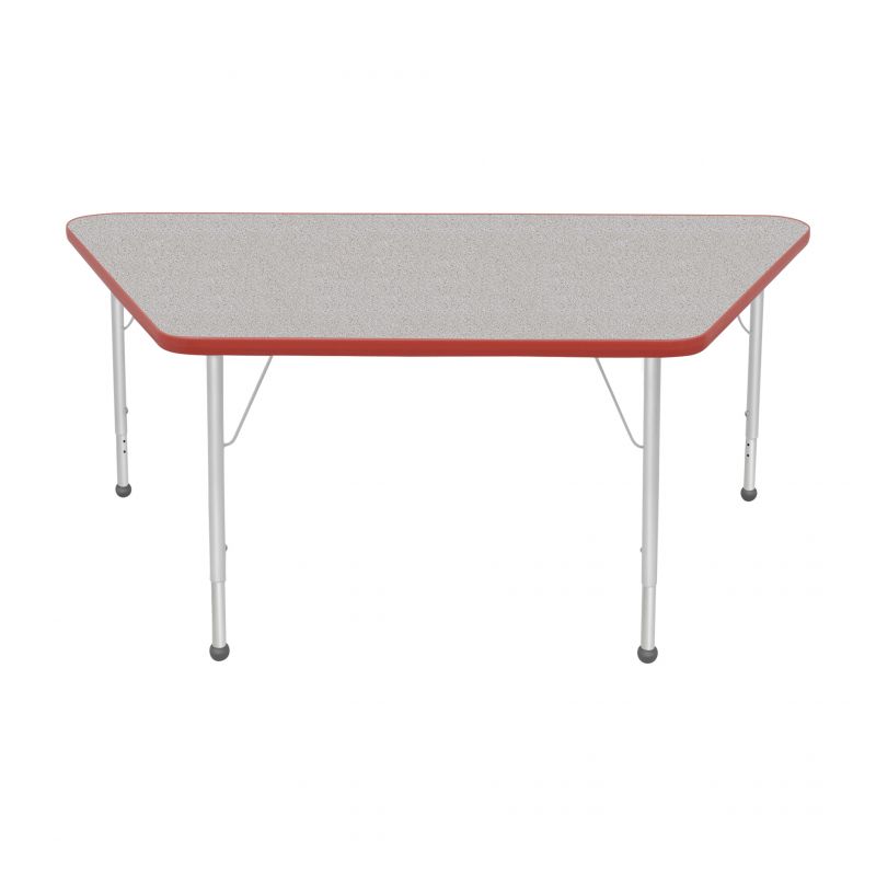 30" X 60" Trapezoid Table - Top Color: Gray Nebula, Edge Color: Red