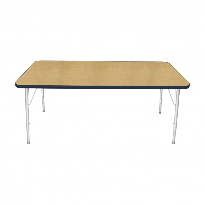 30" X 60" Rectangle Table - Top Color: Maple, Edge Color: Navy