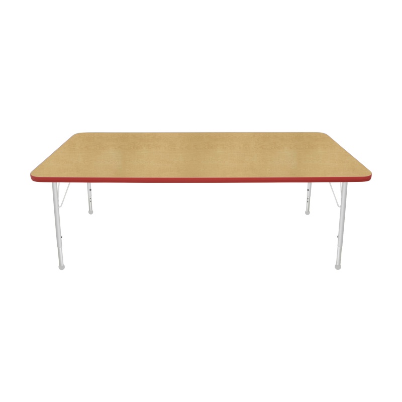 36" X 72' Rectangle Table - Top Color: Maple, Edge Color: Red