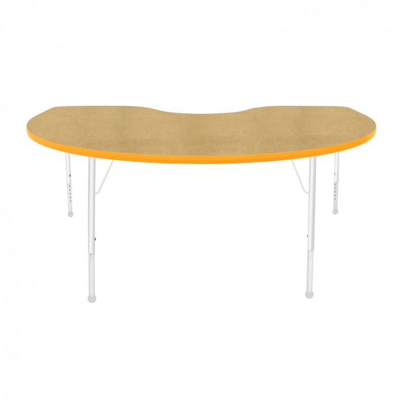 48" X 72" Kidney Table - Top Color: Maple, Edge Color: Yellow