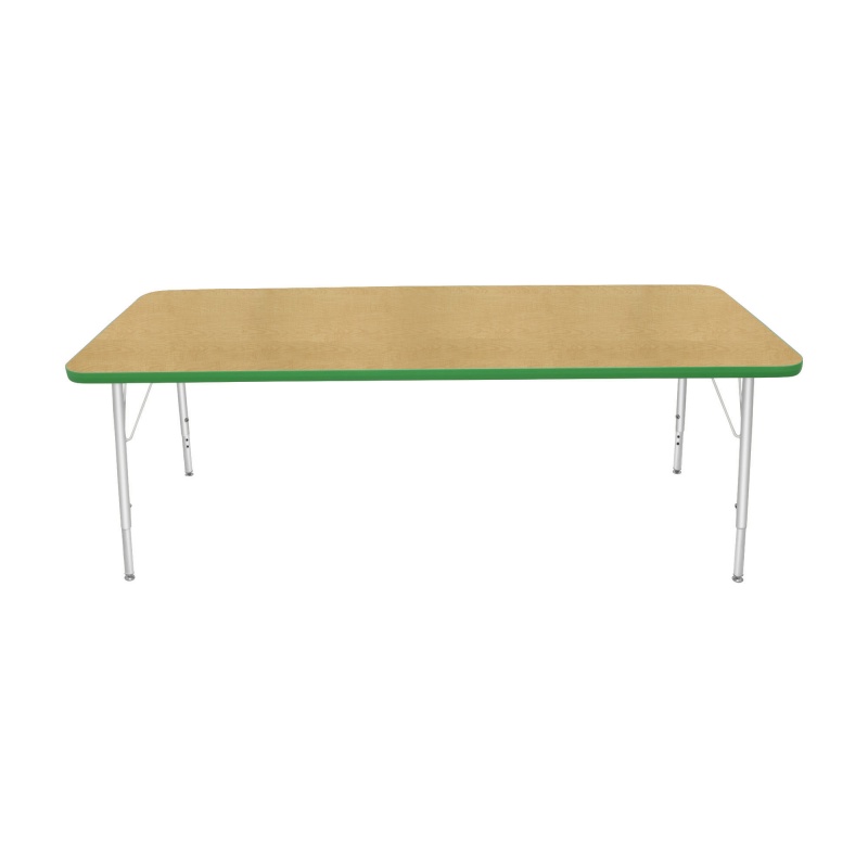 30" X 72" Rectangle Table - Top Color: Maple, Edge Color: Dustin Green