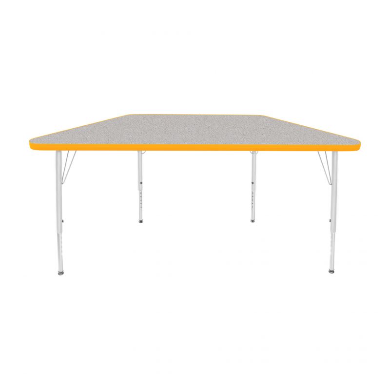 24" X 48" Trapezoid Table - Top Color: Gray Nebula, Edge Color: Yellow