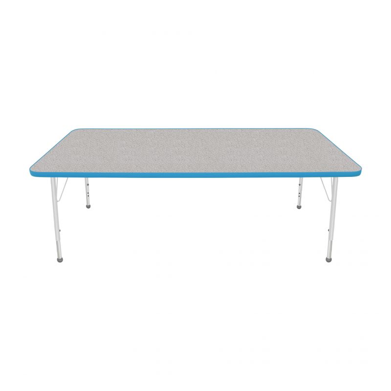 36" X 72' Rectangle Table - Top Color: Gray Nebula, Edge Color: Bright Blue