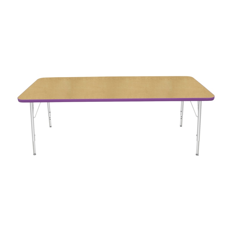 30" X 72" Rectangle Table - Top Color: Maple, Edge Color: Purple