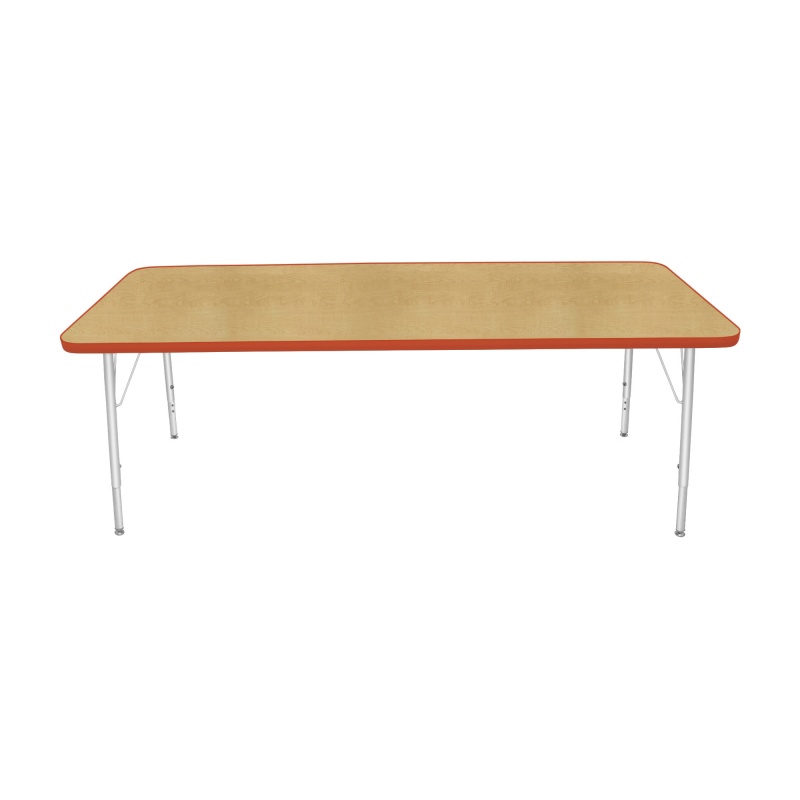 30" X 72" Rectangle Table - Top Color: Maple, Edge Color: Autumn Orange
