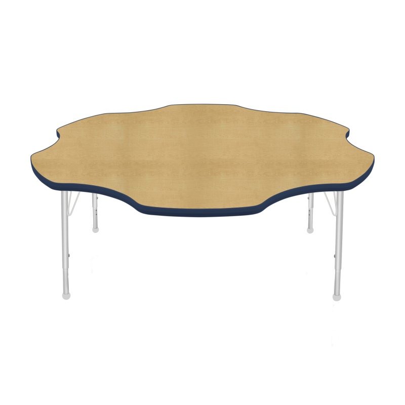 60" Daisy Table - Top Color: Maple, Edge Color: Navy