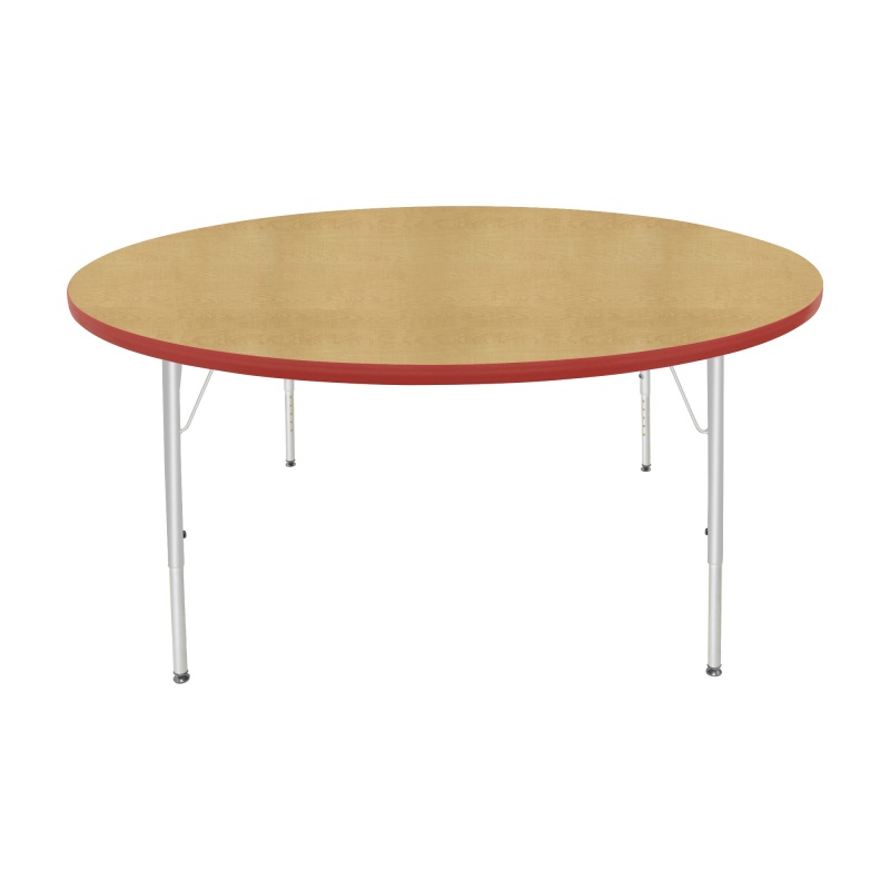 60" Round Table - Top Color: Maple, Edge Color: Red