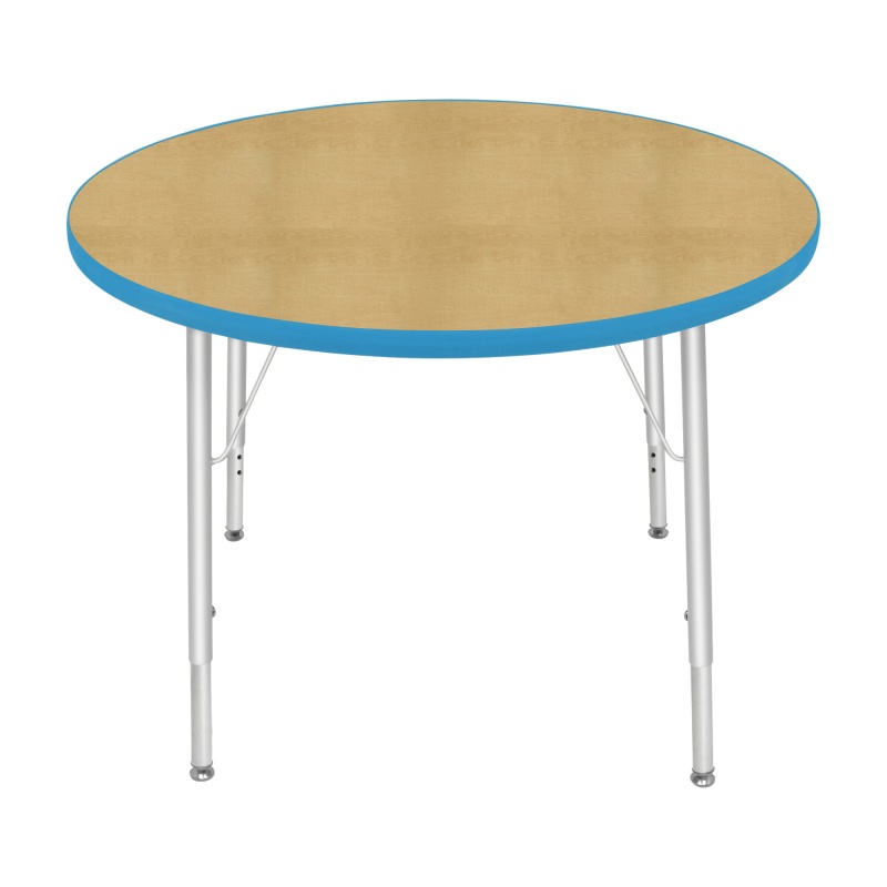 36" Round Table - Top Color: Maple, Edge Color: Bright Blue