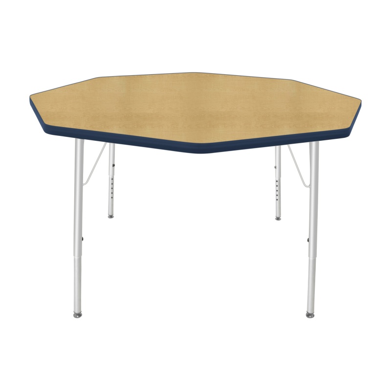 48" Octagon Table - Top Color: Maple, Edge Color: Navy