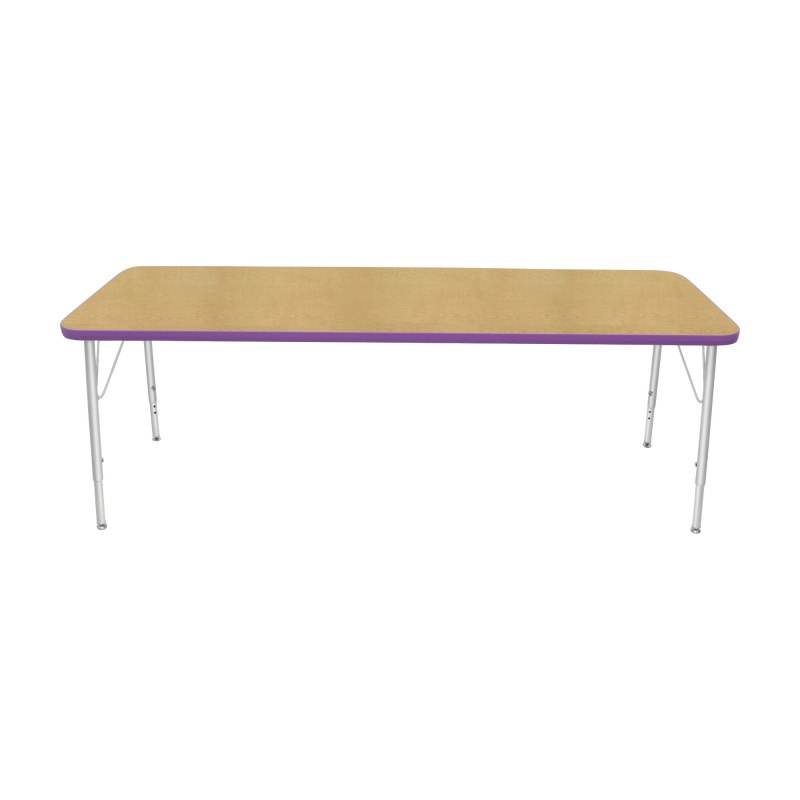 24" X 72" Rectangle Table - Top Color: Maple, Edge Color: Purple