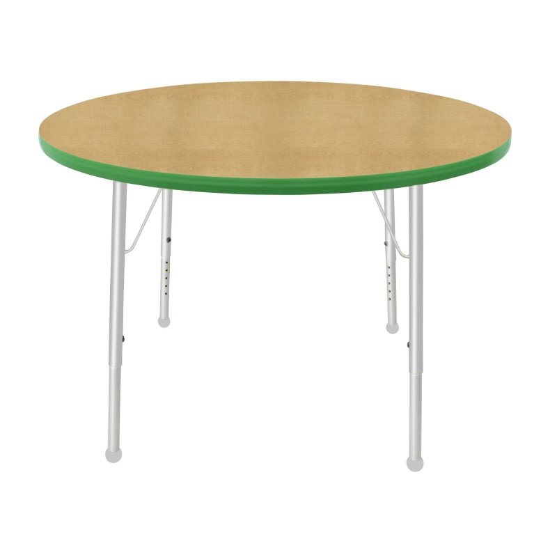 42" Round Table - Top Color: Maple, Edge Color: Dustin Green