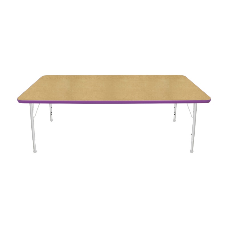 36" X 72' Rectangle Table - Top Color: Maple, Edge Color: Purple