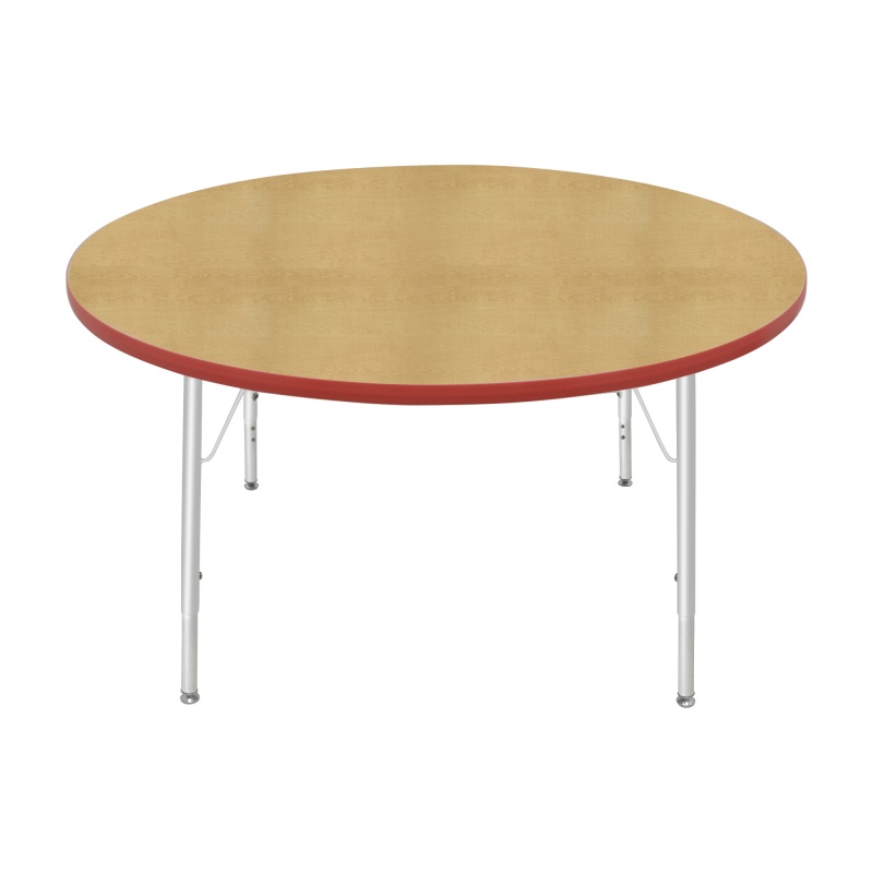 48" Round Table - Top Color: Maple, Edge Color: Red