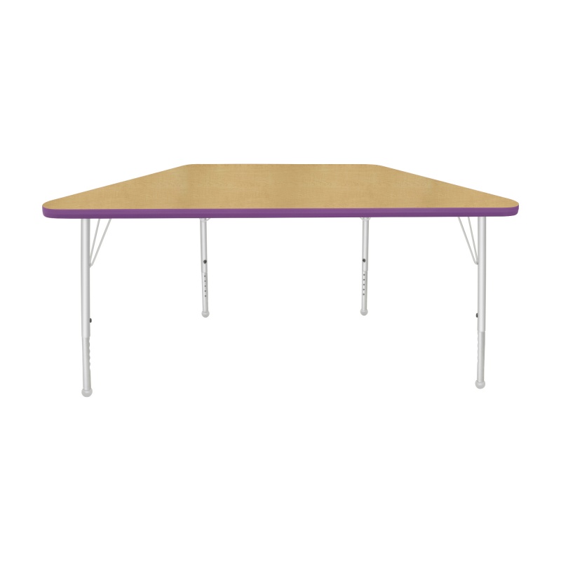 24" X 48" Trapezoid Table - Top Color: Maple, Edge Color: Purple