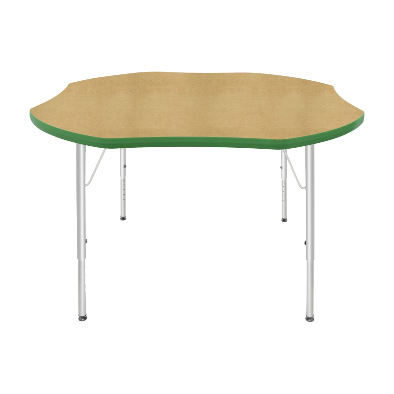 48" Shamrock Table - Top Color: Maple, Edge Color: Dustin Green